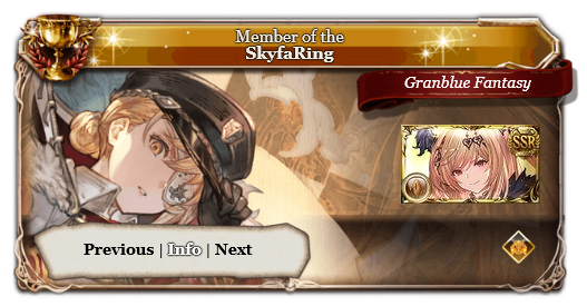 An example of the widget, featuring Djeeta and star character Olivia (Earth)